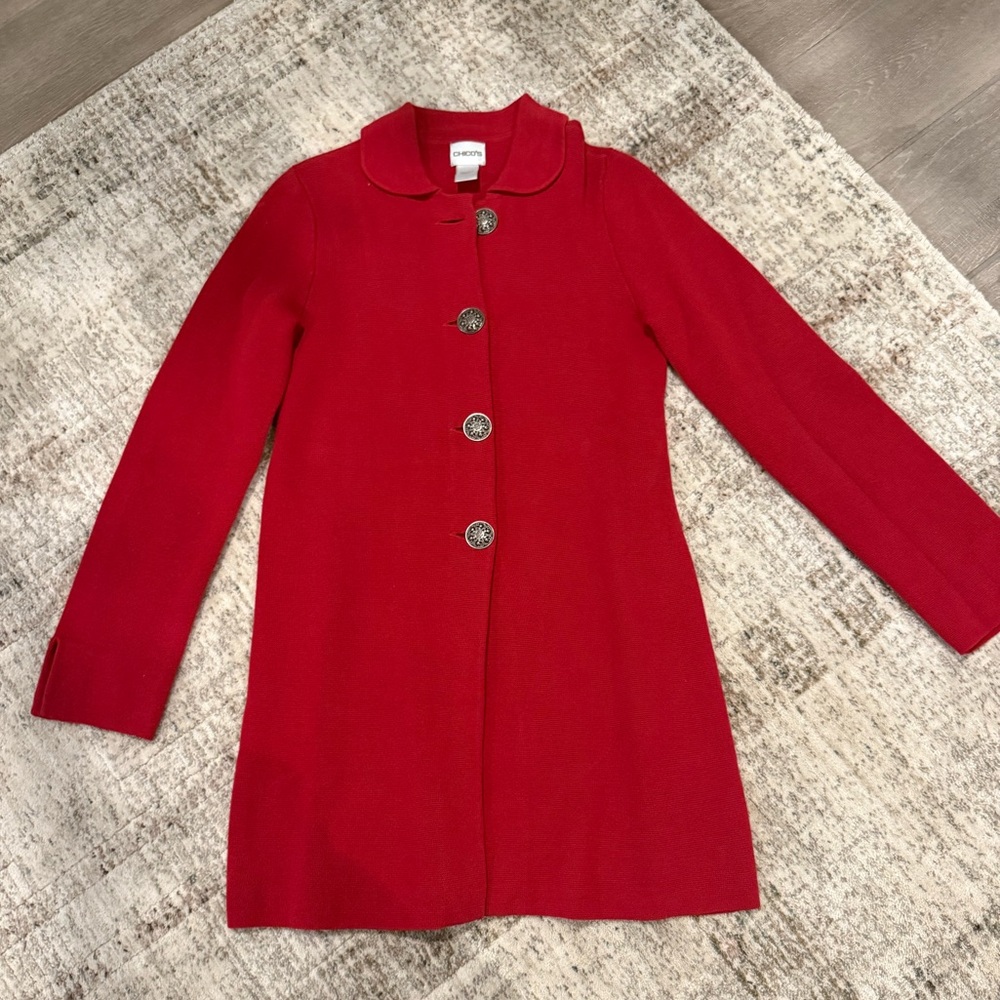 Chico's Red knit Jacket size 0